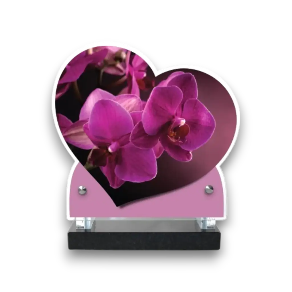 Plaque altuglas double cœur 18x19cm - Fleurs 150