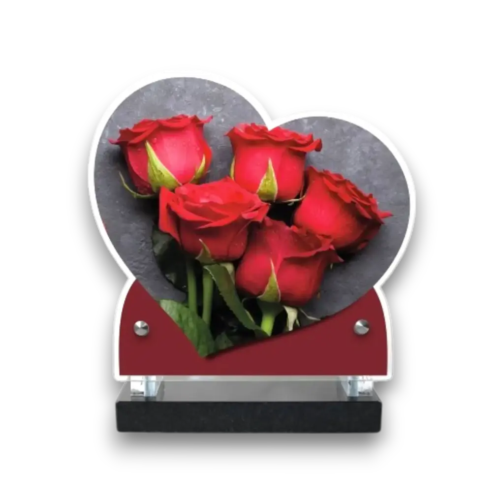 Plaque altuglas double cœur 18x19cm - Fleurs 2117