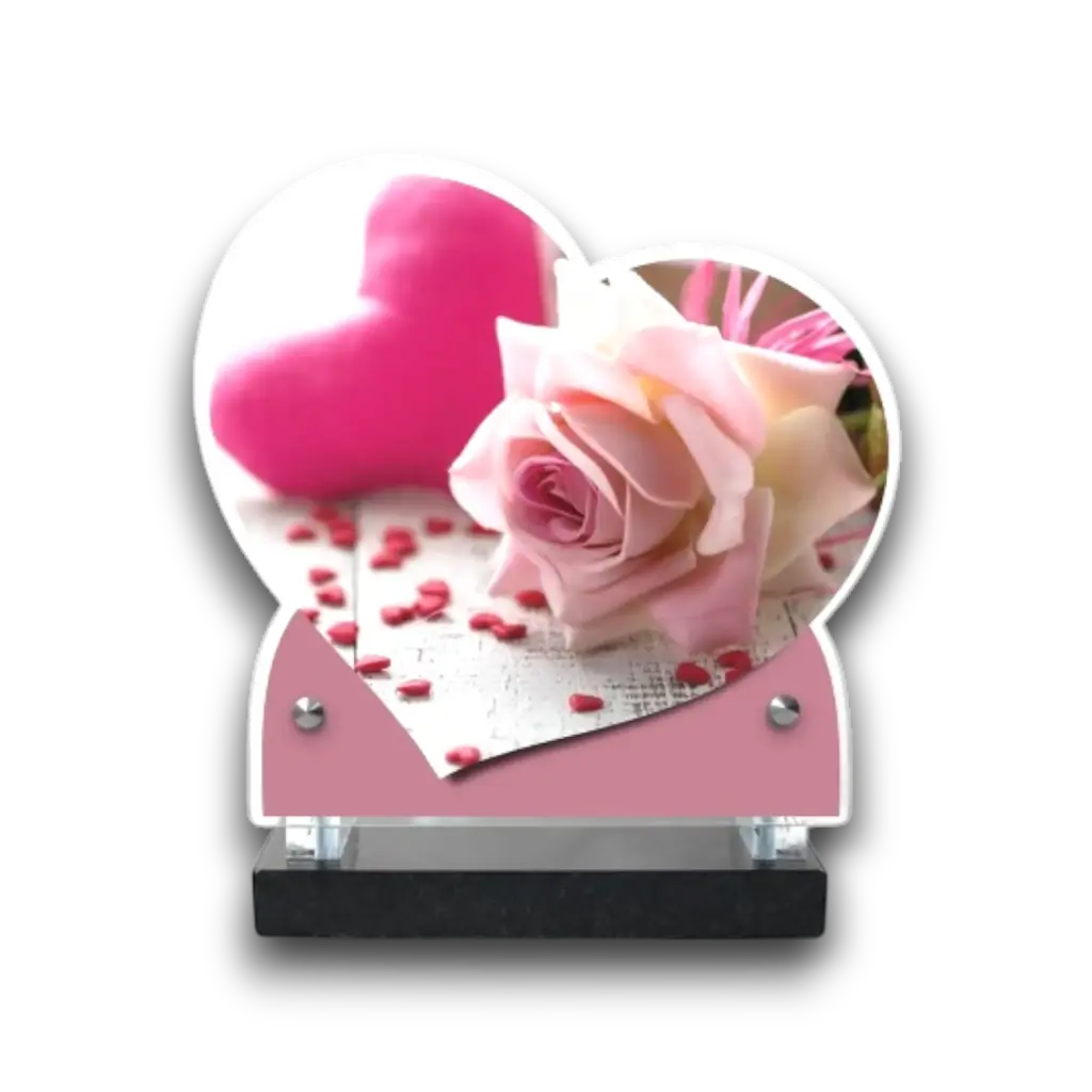 Plaque altuglas double cœur 18x19cm - Symbolique sprituel religion 2087