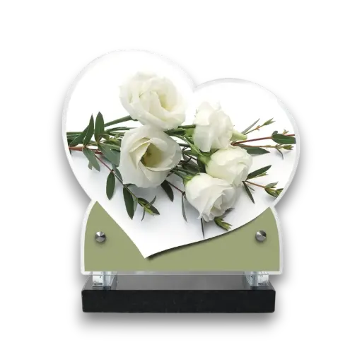 Plaque altuglas double cœur 18x19cm - Fleurs 2118