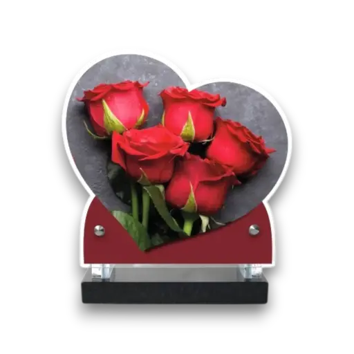 Plaque altuglas double cœur 18x19cm - Fleurs 2117