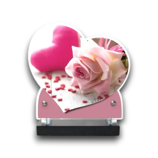 Plaque altuglas double cœur 18x19cm - Symbolique sprituel religion 2087