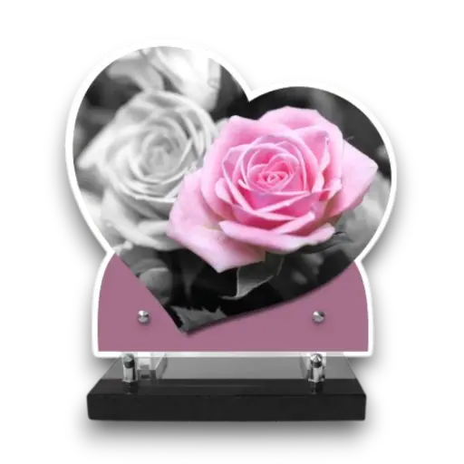 Plaque altuglas double cœur 23x24cm - Fleurs 2068