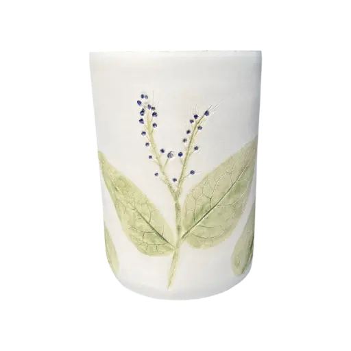 FK105 Bleue feuilles vertes claires